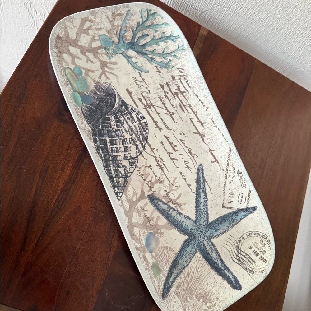 Ocean Themed Seashell Serving Tray Rectangular